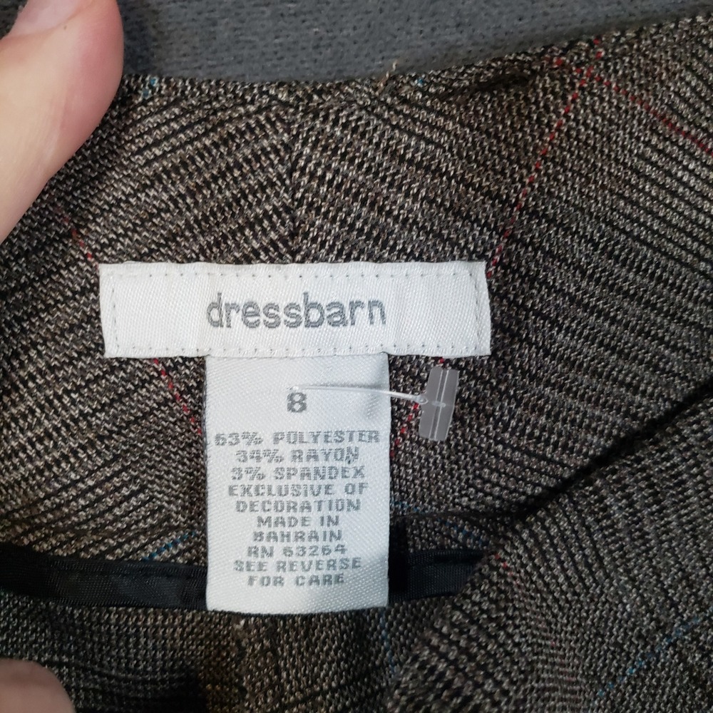 Dressbarn Dress Pants Womens 8 Brown Glen Plaid Wide Leg Stretch Trousers NWT - Picture 3 of 9